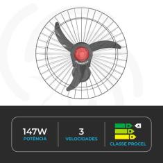 Ventilador de Parede Oscilante Good 60cm Aço Ponente, 220V