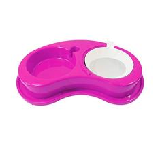 Furacão Pet Comedouro Plástica Anti-Formiga Luxo Duplo Tamanho Médio Rosa Para Cães