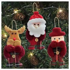 Kit 9 Enfeite Árvore Natal Pendente Papai Noel Boneco De Neve Rena 14cm