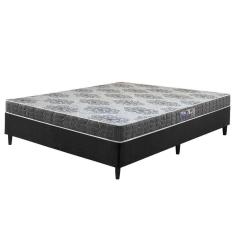 Cama Box Casal Preta + Colchão Washington Espuma D23 138cm