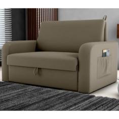 Sofá Cama com Baú 2 Lugares Harry Veludo Maserati Cappucino - CasaH