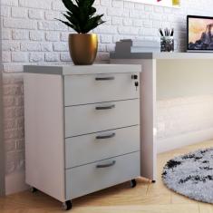 Gaveteiro Volante Com 4 Gavetas Bramov Móveis Branco/cinza Cristal