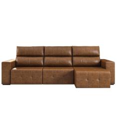 Sofá Retrátil Reclinável 5 Lugares Couro Caramelo Gran Belo