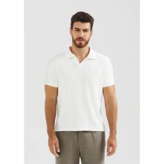 Camisa Polo Masculina Manga Curta - Off white P-Masculino