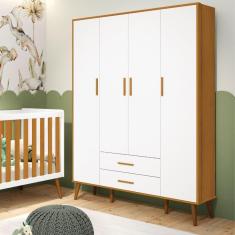 Guarda Roupa Infantil 4 Portas Isis Branco/Savana