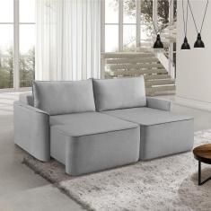 Sofá Retrátil 200cm 2 Lugares Moon 2323 Estofart Cinza