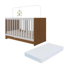 Berço 3 em 1 com Colchão Incluso Doce de Leite Multimóveis MP4310, Mad