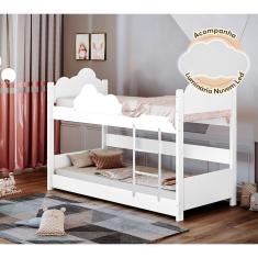 Beliche Solteiro Montessoriana Nuvem Erika Branco Acompanha Luminária Led Branco