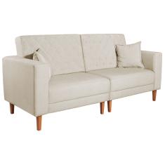 Sofá 03 Lugares Living Ponza Sintético Cor Bege