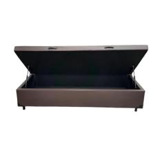 Cama Box Baú Solteiro Sintético Marrom Com Pistão A Gás - Suíte Imperial