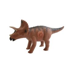 Dinossauro Triceratopo Com Som 6 Peças - Adijomar - Marrom