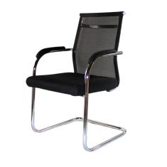 Cadeira Interlocutor Mesh Fixa Preta W-122