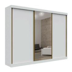 Guarda Roupa Casal com Espelho 3 Portas 6 Gavetas - São Paulo-Branco - Leifer Móveis