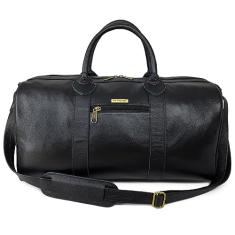 Mala de Bordo Bolsa de Viagem de Couro Le Voyage Espaçosa Cor:Preto