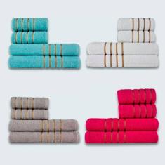 Jogo De Toalhas 16 Pç Coleção Dubai 100% Algodão Vd+br+cz+rs