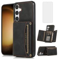 Asuwish Capa de telefone para Samsung Galaxy A15 5G/4G Capa carteira com protetor de tela de vidro temperado e suporte de cartão de crédito de couro PU com compartimento robusto flip, acessórios para