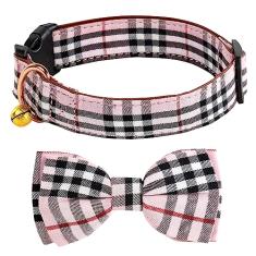 Yizepet Coleira para cães com gravata borboleta - Coleira ajustável para cães com fivela de plástico, padrão elegante para meninos e meninas e gatos pequenos, médios ou grandes