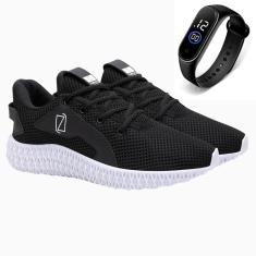 Tênis Masculino Academia Esporte Caminhada Dia a Dia Com Relógio-Masculino