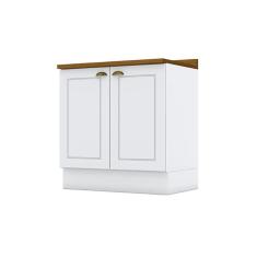 Balcão de Cozinha c/ Tampo Americana c/ 2 Portas 80cm Branco - Henn