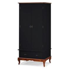 Guarda Roupa Solteiro 2 Portas 1 Gaveta 60406 Linz Móveis, Preto/Imbui
