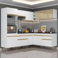 Armário Cozinha Completa de Canto Veneza Multimóveis V2064, Branco/Dou