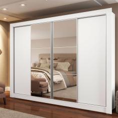 Guarda Roupa Casal Montana Branco 4 Portas 2 Espelhos Madesa