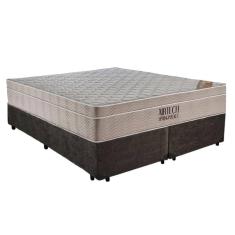 Cama Box Casal Suede Bipartido + Colchão Ortobom Airtech Molas Ensacadas 138x188x65 Marrom