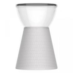 Banqueta Sili Crystal Grifit Branco