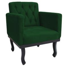 Poltrona Classic Pés Luís Xv Suede Verde