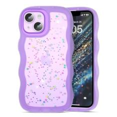 Jusnfu Capa para iPhone 12 Pro, linda capa de proteção completa para iPhone 12 Pro com glitter e brilho ondulado para mulheres e meninas, fina e macia TPU à prova de choque, capa protetora completa