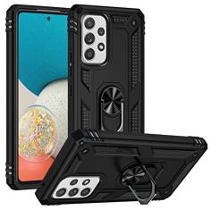 SORAKA Capa para Samsung Galaxy A53 5G com suporte de anel de metal, capa à prova de choque, capa traseira de policarbonato rígido com borda de silicone macio com placa de metal para suporte magnético