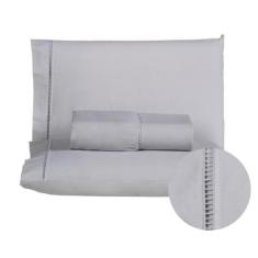 Jogo de lençol casal queen 3 peças 100% algodão 200 fios ponto palito 