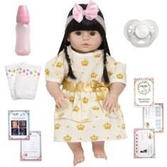 Bebê Reborn Boneca Princesa Menina Morena Silicone Enxoval - Cegonha R