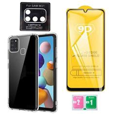 Kit Capa Anti Queda Compatível Samsung Galaxy M31 + Película 9D Vidro + Película Nano Flexível Câmera