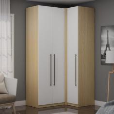 Guarda-roupa Modulado de Canto 100% Mdf 3 Gavetas Infinity Savana/branco