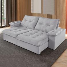 Sofá Retrátil e Reclinável 290cm M183 Cinza Claro