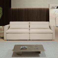 Sofá Cama 3 Lugares Aurora Retrátil Boucle Bege - Celflex