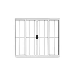 Kit com 2 Janelas de Correr Abertura Central Exclusiva 4 Folhas Grade Vidro Liso 100x120cm Branco