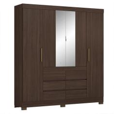 Guarda Roupa Casal Cádis 4 Portas com Espelho - Demóbile, Café Touch