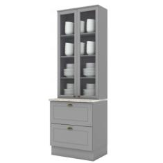 Cristaleira Henn Americana 2 Portas 2 Gavetas Sd C357-05 Cinza