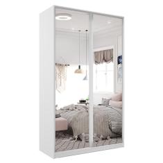 Guarda-Roupa Solteiro com Espelho Zermatt 100% MDF  2 PT 3 GV Branco