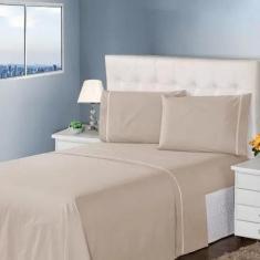 Jogo de Cama Lençol 400 Fios 4 Pçs P. Palito Casa Dona, Capucino, CASA