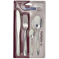 Faqueiro Tramontina Havaí em Aço Inox com Facas de Mesa Acabamento em Brilho 16 Peças