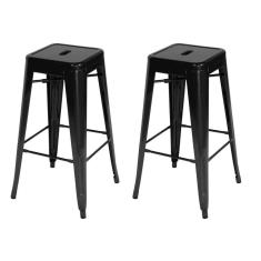 Kit - 2 X Banquetas Altas Iron Tolix - 76 Cm - Preto - Semibrilho