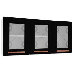 Armário Aéreo Cozinha Aço Mirage New 3 Portas com Vidro Branco/Preto - Telasul