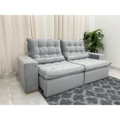 Sofá Retrátil Reclinável Las Vegas 2.30m – Prata Veludão