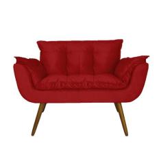 Namoradeira Decorativa Estofada Para Consultório Opala Suede Vermelho 