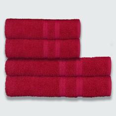 Jogo De Toalhas Itália Soft 4 Pçs - 2 Banho E 2 Rosto 430g/m² 100% Algodão Cereja