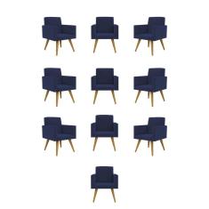 Kit 10 Cadeiras Poltronas Decorativa - Escritório - Recepção Cor: azul Marinho