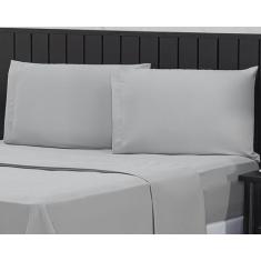 Jogo de Cama Casal Padrão 400 Fios Percal 04 Peças Com Barra, Antiácar